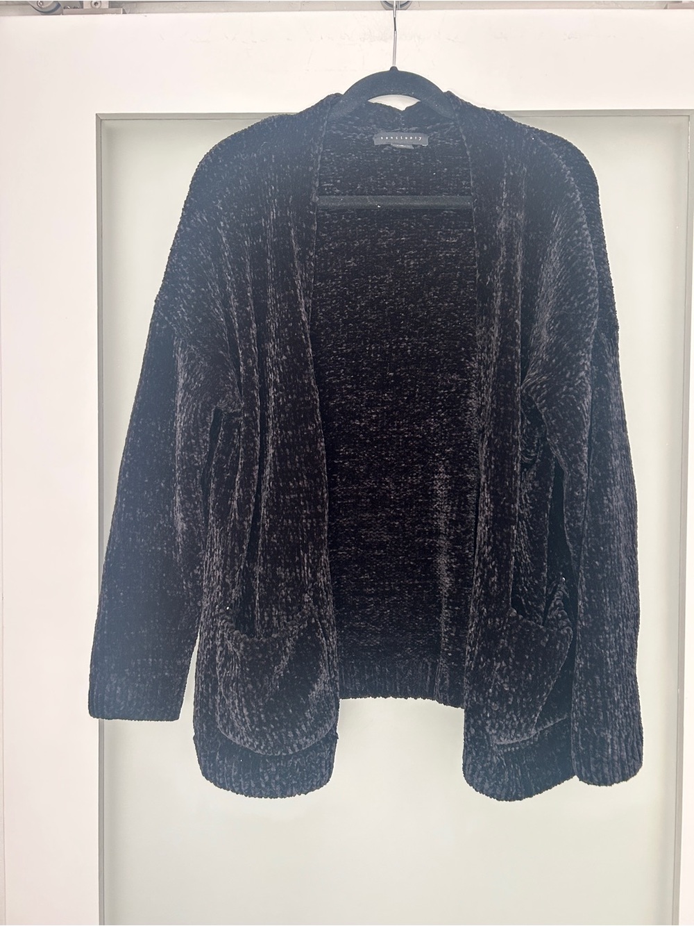 Sanctuary black chenille open front long cardigan M